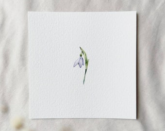 Snowdrops - Miniature Art Print from Original Watercolor