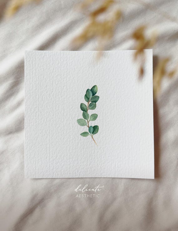 Eucalyptus | Miniature art print | Print from my original watercolor | DelicateAesthetic