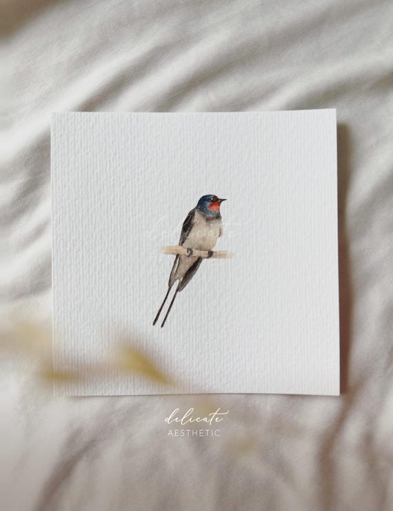 Swallow - Miniature Art Print - Print from my Original Watercolor | DelicateAesthetic
