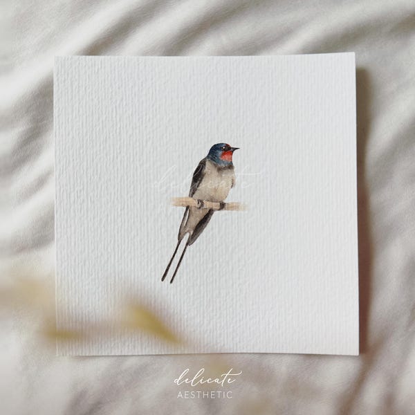 Golondrina - Impresión artística en miniatura - Impresión a partir de mi acuarela original | DelicateAesthetic