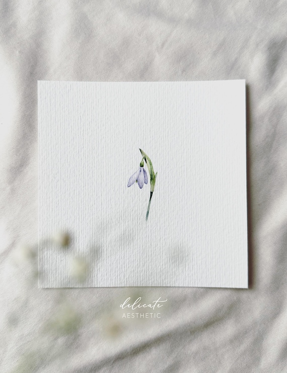 Snowdrops - Miniature Art Print - Print from my original watercolor | DelicateAesthetic