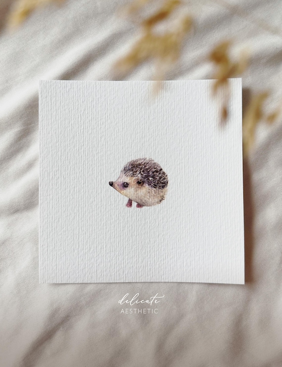 Hedgehog - Miniature Art Print - Print from my original watercolor | DelicateAesthetic