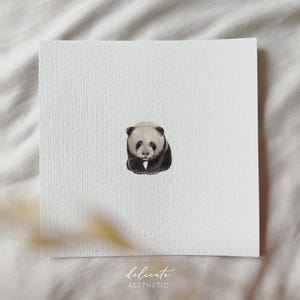Panda Bear - Impression d'art miniature - Impression d'après mon aquarelle originale | Esthétique délicate