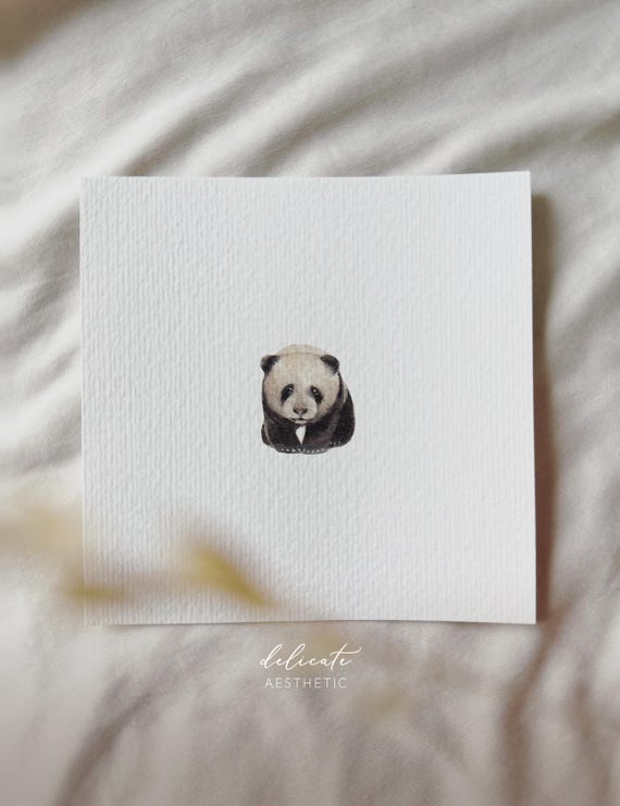 Panda Bear - Miniature Art Print - Print from my original watercolor painting | DelicateAesthetic