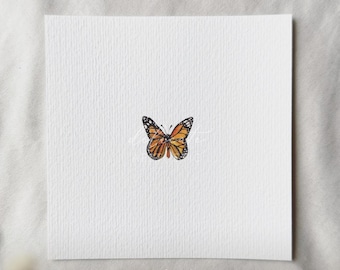 Mariposa monarca | Lámina artística en acuarela en miniatura | Lámina basada en mi acuarela original | DelicateAesthetic