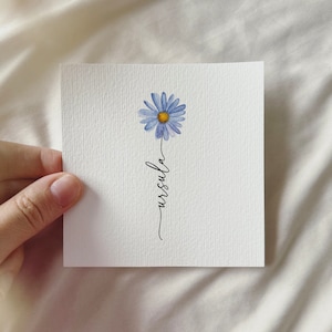 Aster, stampa artistica personalizzata in miniatura con acquerello, regalo per il mese di nascita di settembre, compleanno, festa della mamma, San Valentino | Estetica delicata