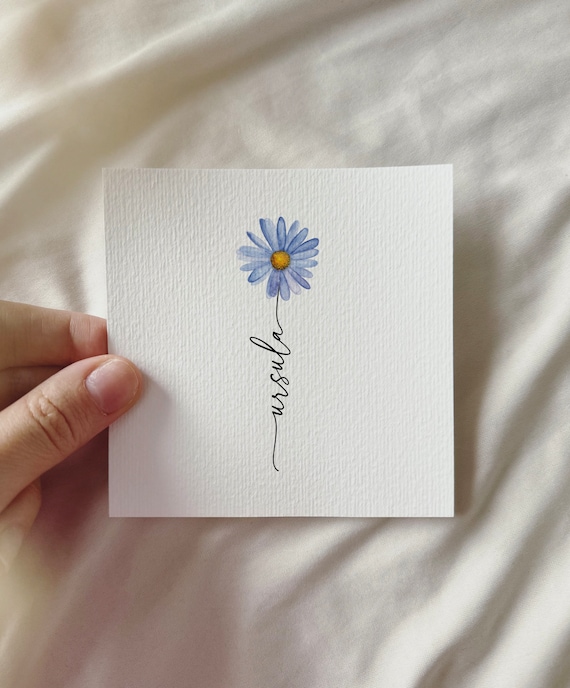 Aster, Personalized Miniature Watercolor Art Print, Birth Month September Gift Birthday Mother's Day Valentine's Day | DelicateAesthetic