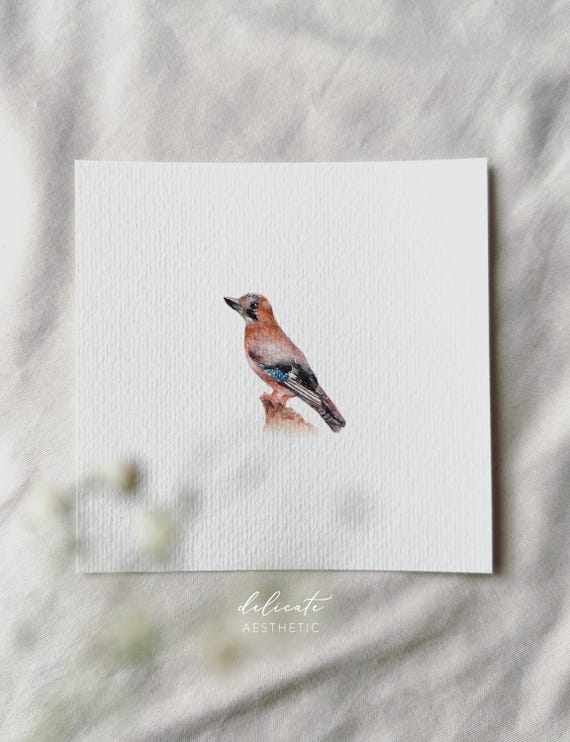Guardian of the Forest: Jay - Miniature Art Print - Print from my Original Watercolor | DelicateAesthetic