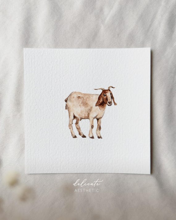 Ruler of the Mountains: Goat | Miniature Art Print | Print after my Original Watercolor | DelicateAesthetic