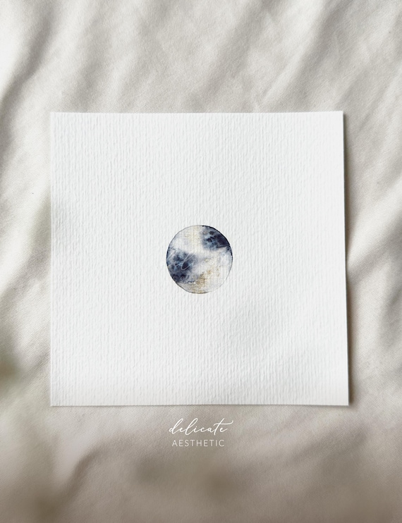 Full Moon - Miniature Art Print - Print from my original watercolor | DelicateAesthetic