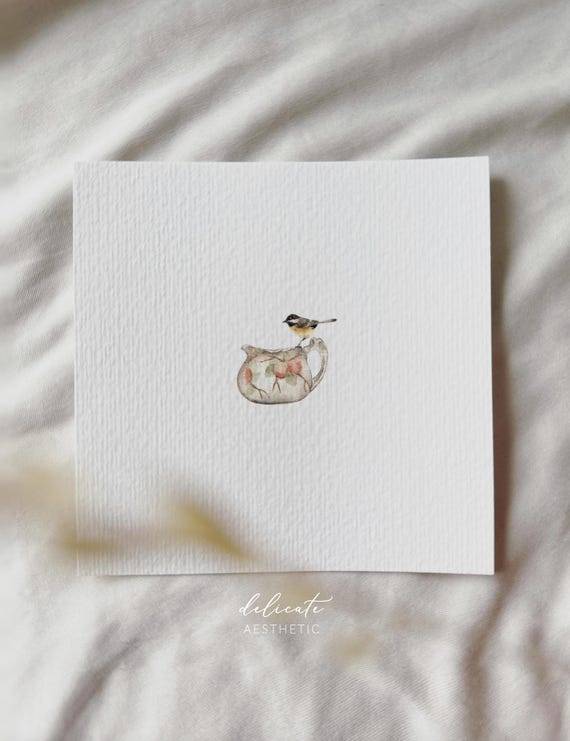 Little Forest Dweller: Titmouse - Miniature Art Print - Print after my Original Watercolor | DelicateAesthetic