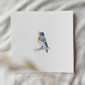 Curruca Carbonera Feliz - Impresión artística en miniatura - Impresión a partir de mi acuarela original | Estética delicada