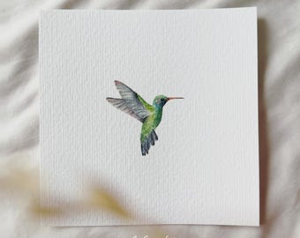 Small Watercolor Hummingbird - Miniature Art Print - Print from my Original Watercolor | DelicateAesthetic