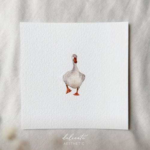 Goose March: Goose in the Morning | Miniature Art Print | Print from my Original Watercolor | DelicateAesthetic