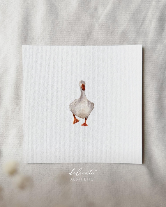 Goose March: Goose in the Morning | Miniature Art Print | Print from my Original Watercolor | DelicateAesthetic