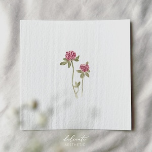Flores de trevo - impressão artística em miniatura - impressão da minha aquarela original | Estética Delicada
