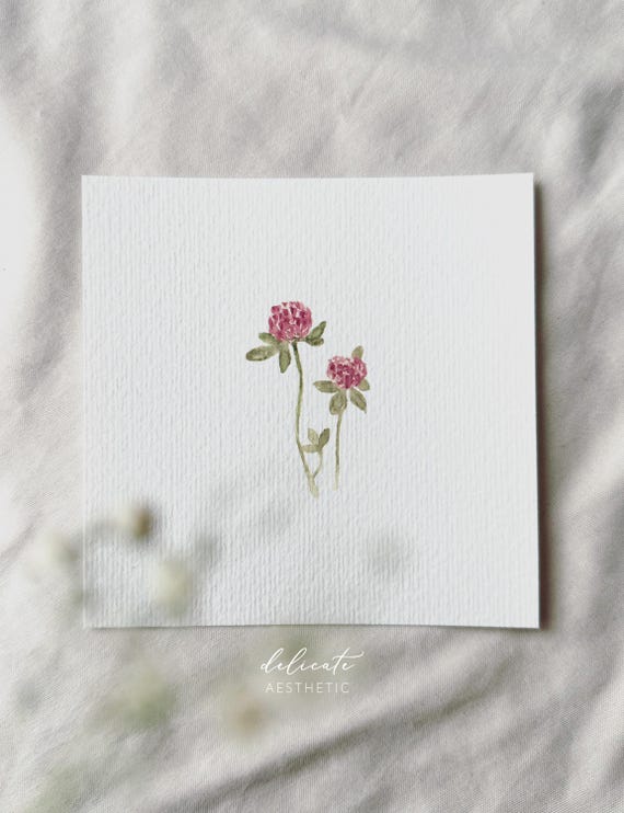 Clover Flowers - Miniature Art Print - Print from my Original Watercolor | DelicateAesthetic