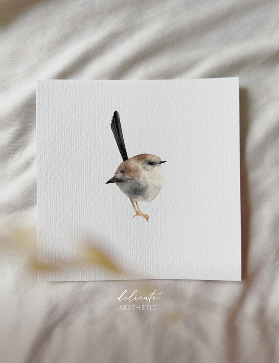 Wing Poetry: Miniature of a Long-tailed Tit - Miniature Art Print - Print after my original watercolor | DelicateAesthetic