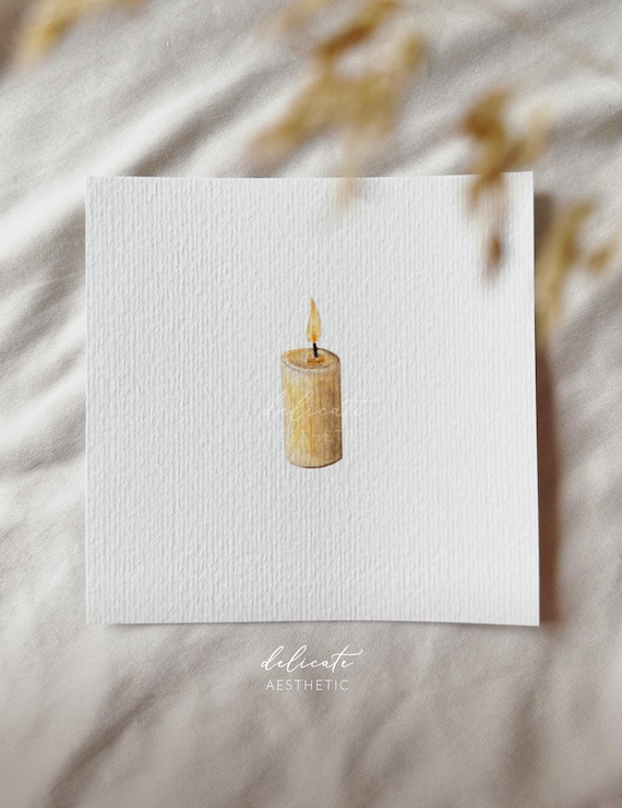 Candlelight - Miniature Art Print - Print from my original watercolor | DelicateAesthetic