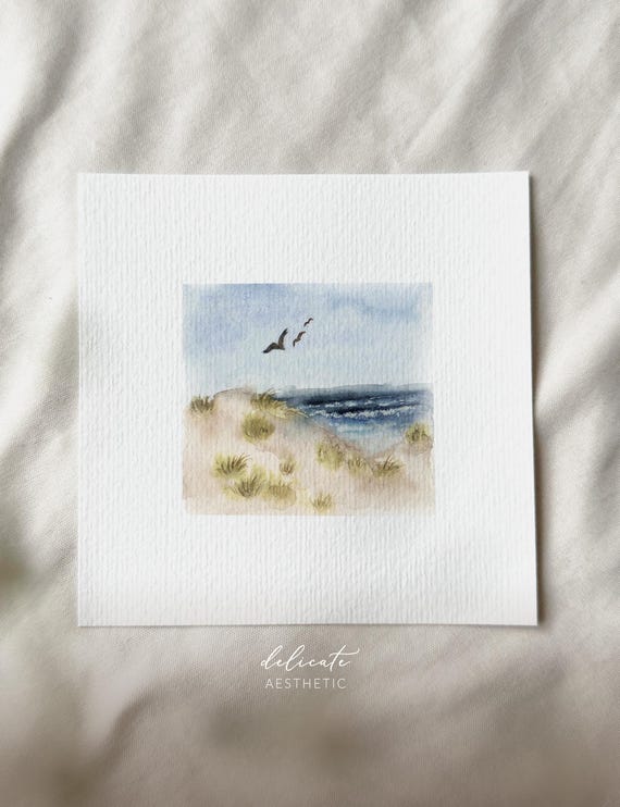 Baltic Sea Landscape II | Miniature Art Print | Print from my original watercolor | DelicateAesthetic