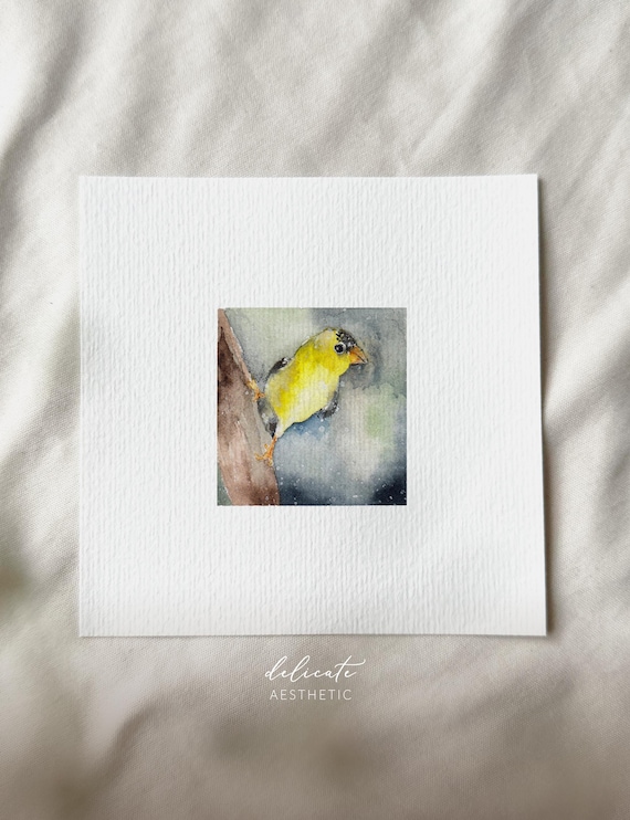 Lemon Warbler - Miniature Art Print - Print from my original watercolor | DelicateAesthetic