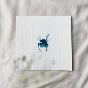 Bourdon bleu - impression d'art miniature - impression d'après mon aquarelle originale | Esthétique délicate