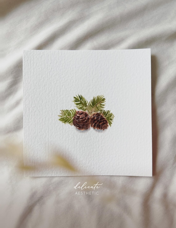 Watercolor Pine Cones - Miniature Art Print - Print from my Original Watercolor | DelicateAesthetic