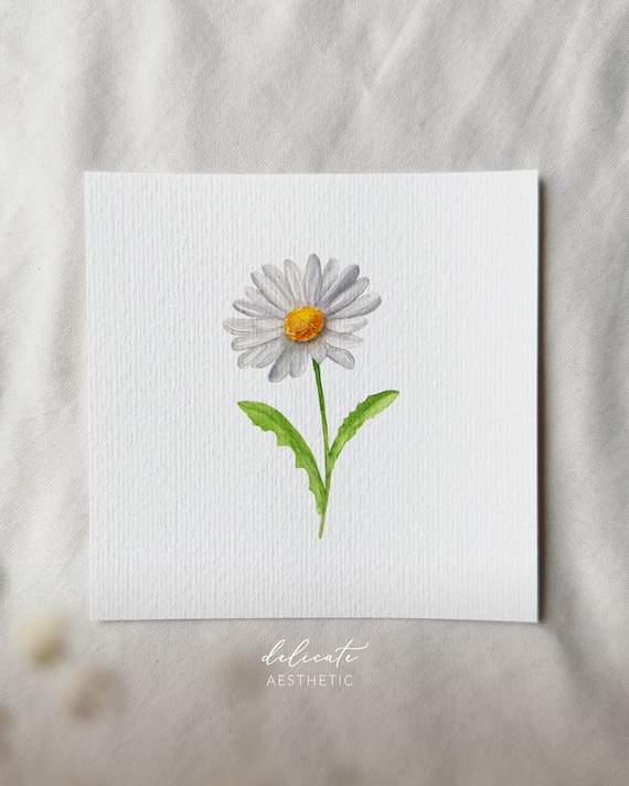Daisy - Miniature Art Print - Print from my original watercolor | DelicateAesthetic