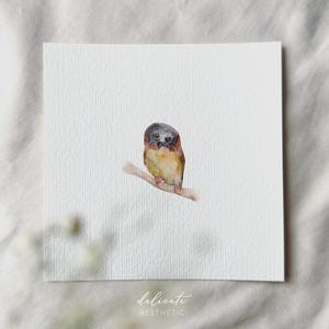 Búho - impresión artística en miniatura - impresión según mi acuarela original | Estética delicada
