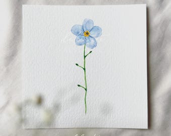 Forget-me-not - Miniature Art Print - Print after my original watercolor | DelicateAesthetic