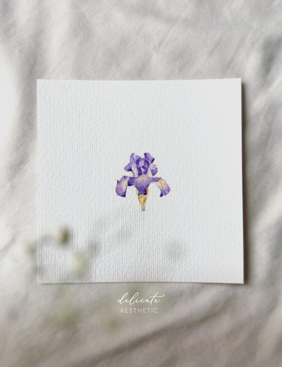 Majestic Beauty: Royal Iris - Miniature Art Print - Print from my Original Watercolor | DelicateAesthetic