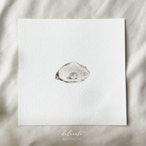 Pearl in an Oyster Shell | Miniature Art Print | Print from my Original Watercolor | DelicateAesthetic