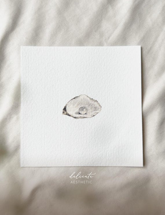 Pearl in an Oyster Shell | Miniature Art Print | Print from my Original Watercolor | DelicateAesthetic