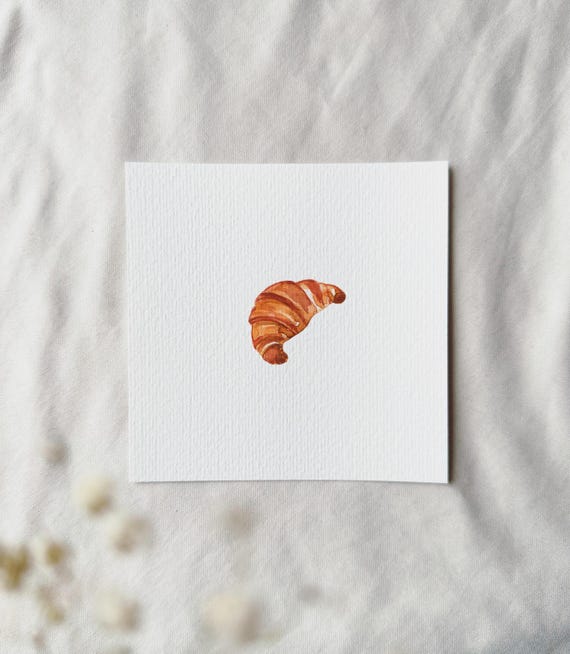 Crispy Croissant - Miniature Art Print - Print based on my original watercolor | DelicateAesthetic