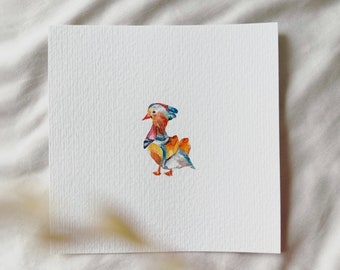 Mandarinente - Miniatur Kunstdruck von Original Aquarell