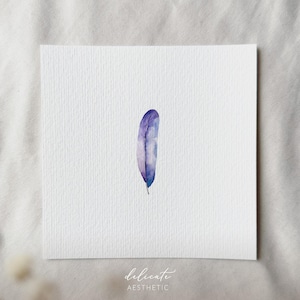 Rêve de plumes - Impression d'art miniature - Impression d'après mon aquarelle originale | Esthétique délicate