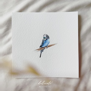 Wellensittich - Miniatur Kunstdruck - Druck nach meinem Original Aquarell | DelicateAesthetic
