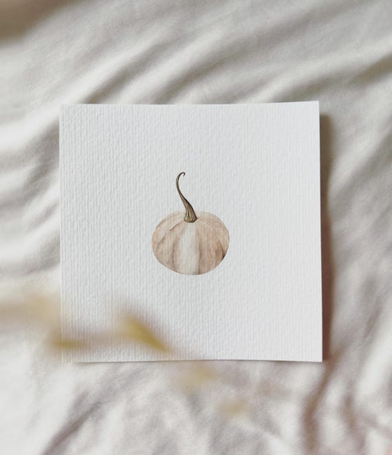 White Pumpkin Love | Miniature Art Print | Print based on my original watercolor | DelicateAesthetic