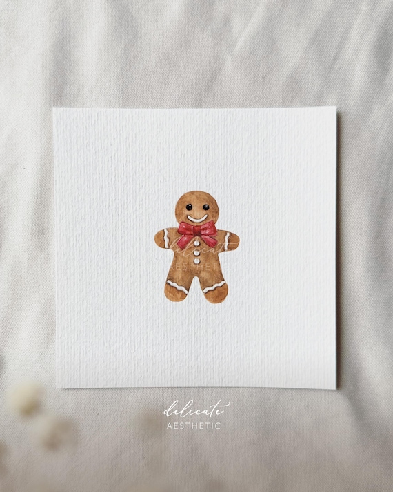 Gingerbread Man - Miniature Art Print - Print from my original watercolor | DelicateAesthetic