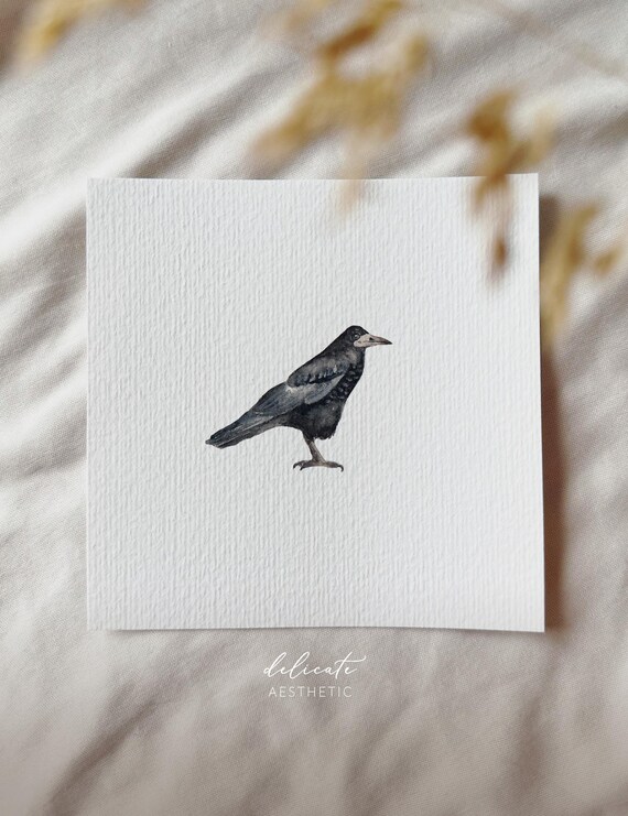 Raven - Miniature Art Print - Print from my original watercolor | DelicateAesthetic