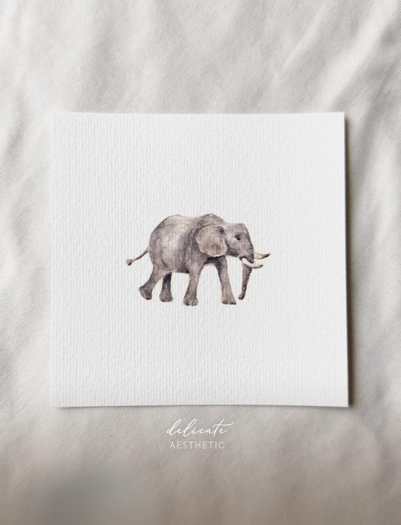 Proud Elephant - Miniature Art Print - Print from my Original Watercolor | DelicateAesthetic