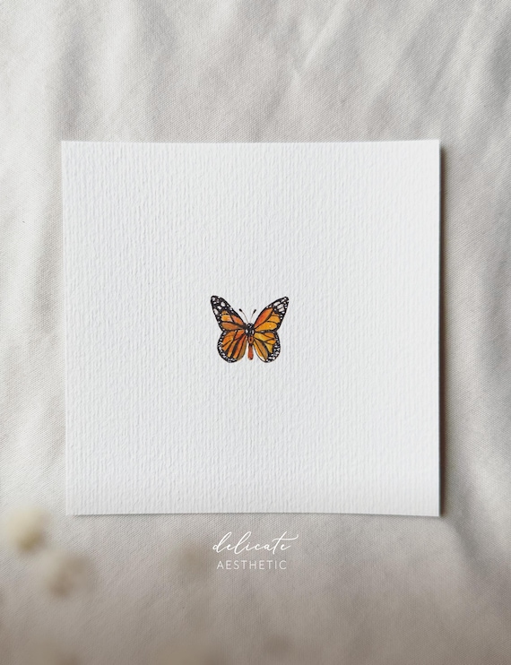 Watercolor Monarch Butterfly | Miniature Art Print | Print from my Original Watercolor | DelicateAesthetic