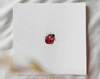 Ladybug | Miniature art print | Print from my original watercolor | DelicateAesthetic
