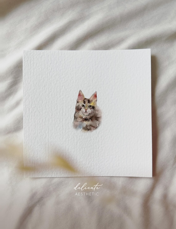 Plush charmer: Tomcat - miniature art print - print after my original watercolor | DelicateAesthetic