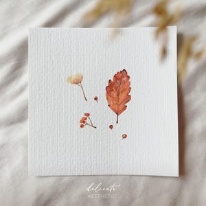 feuilles d'automne | Impression d'art miniature | Impression d'après mon aquarelle originale | DélicatEsthétique