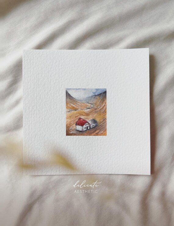 Country house - miniature art print - print after my original watercolor | DelicateAesthetic