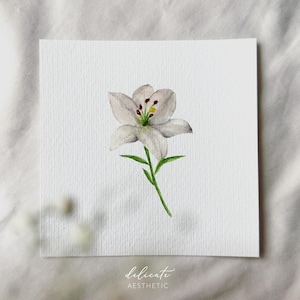 Lily - impression d'art miniature - impression d'après mon aquarelle originale | Esthétique délicate