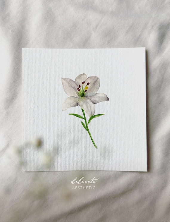 Lily - Miniature Art Print - Print from my original watercolor | DelicateAesthetic