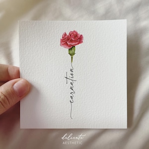 Clavel Noble - Impresión artística en miniatura personalizada de acuarela original - Mes de nacimiento: enero - DelicateAesthetic