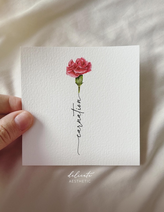 Noble Carnation - Personalized Miniature Art Print from Original Watercolor - Birth Month January - DelicateAesthetic